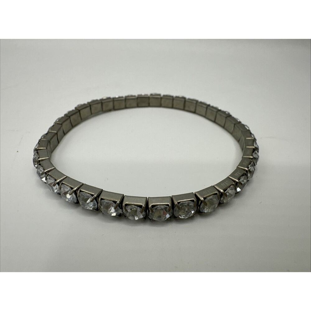 Vintage White Clear Rhinestone Stretch Bracelet Fashion Costume Jewelry